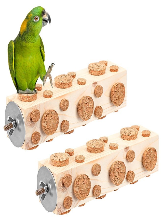 Skyygemm 2 Pieces Bird Chew Toy Wooden Foraging Toys for Birds Parrot Cork Stopper Toys Woodpecker Feeding Toy for Macaws, Small Parakeets, Conures, Budgies, Finches Conure Cockatiel - Image 1